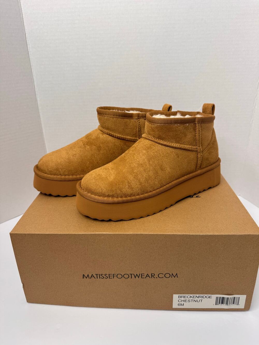 BEACH by Matisse Breckenridge Ankle Boots Chestnut Faux Fur Lined Size 6 NIB